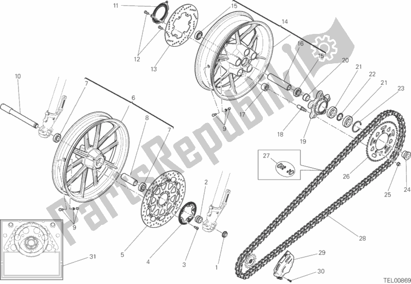 Tutte le parti per il Ruota Anteriore E Posteriore del Ducati Scrambler Flat Track Thailand USA 803 2015